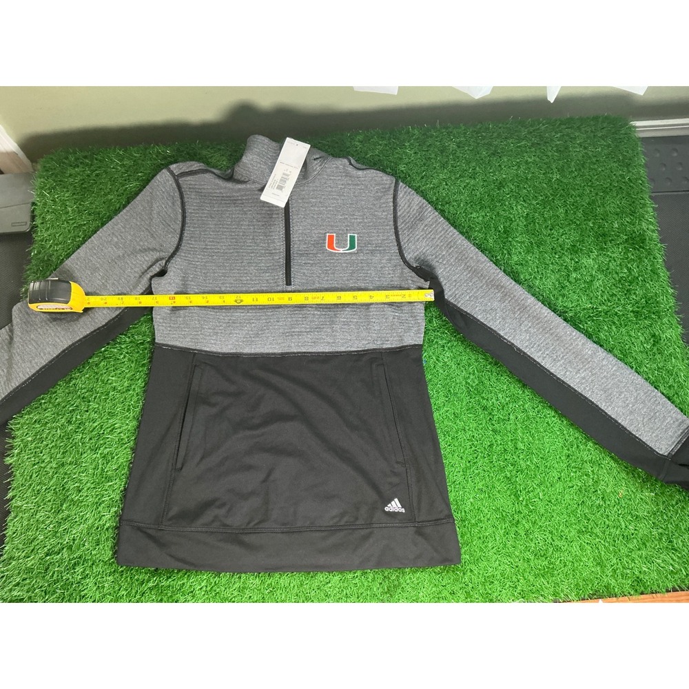 Adidas University of Miami Hurricanes Womens Quarter Zip Pullover Grey Black S